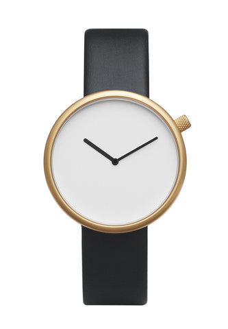 Bulbul Ore Matte Golden Steel on Black Italian Leather Watch